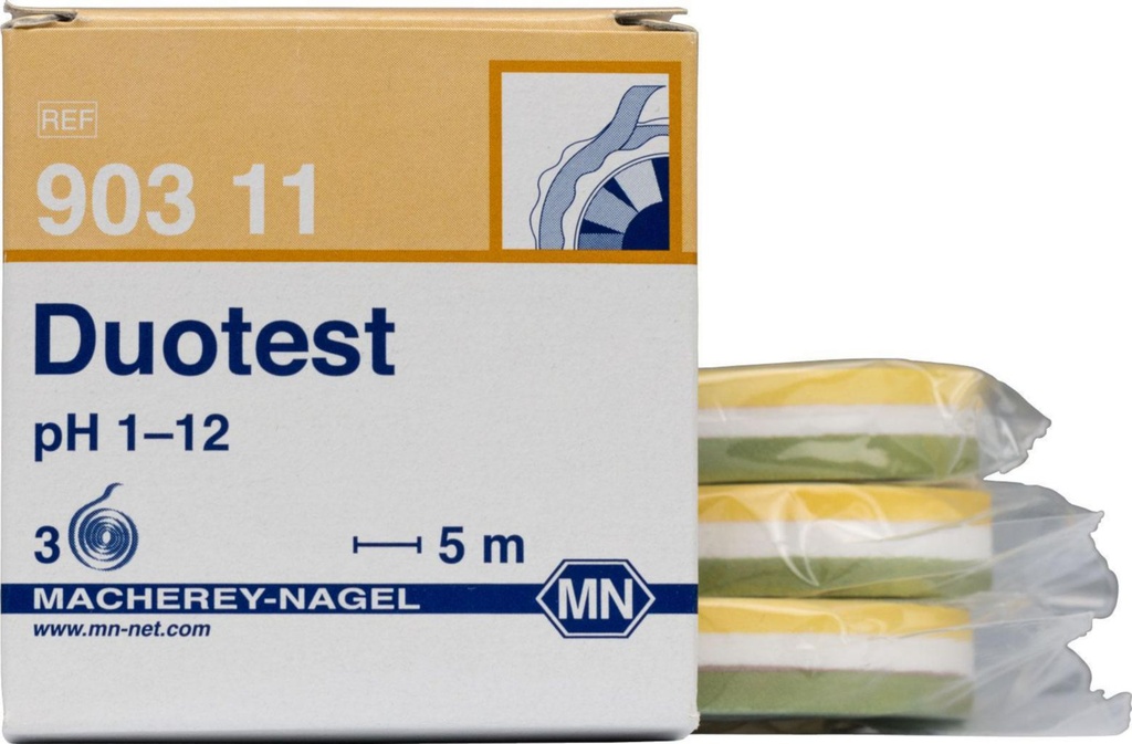 pH-indikatorpapper, Macherey-Nagel Duotest, refill, pH 1 - 12, 3 rullar à 5 m