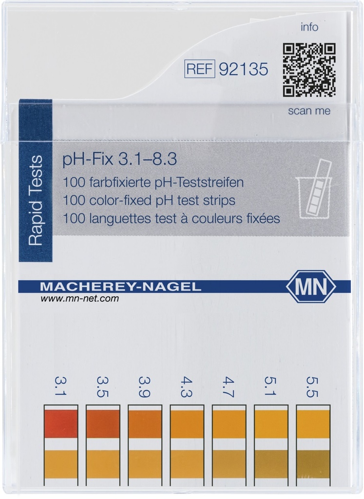 pH-indikatorpapper, Macherey-Nagel pH-Fix, strips, pH 3,1-8,3, 100 st.