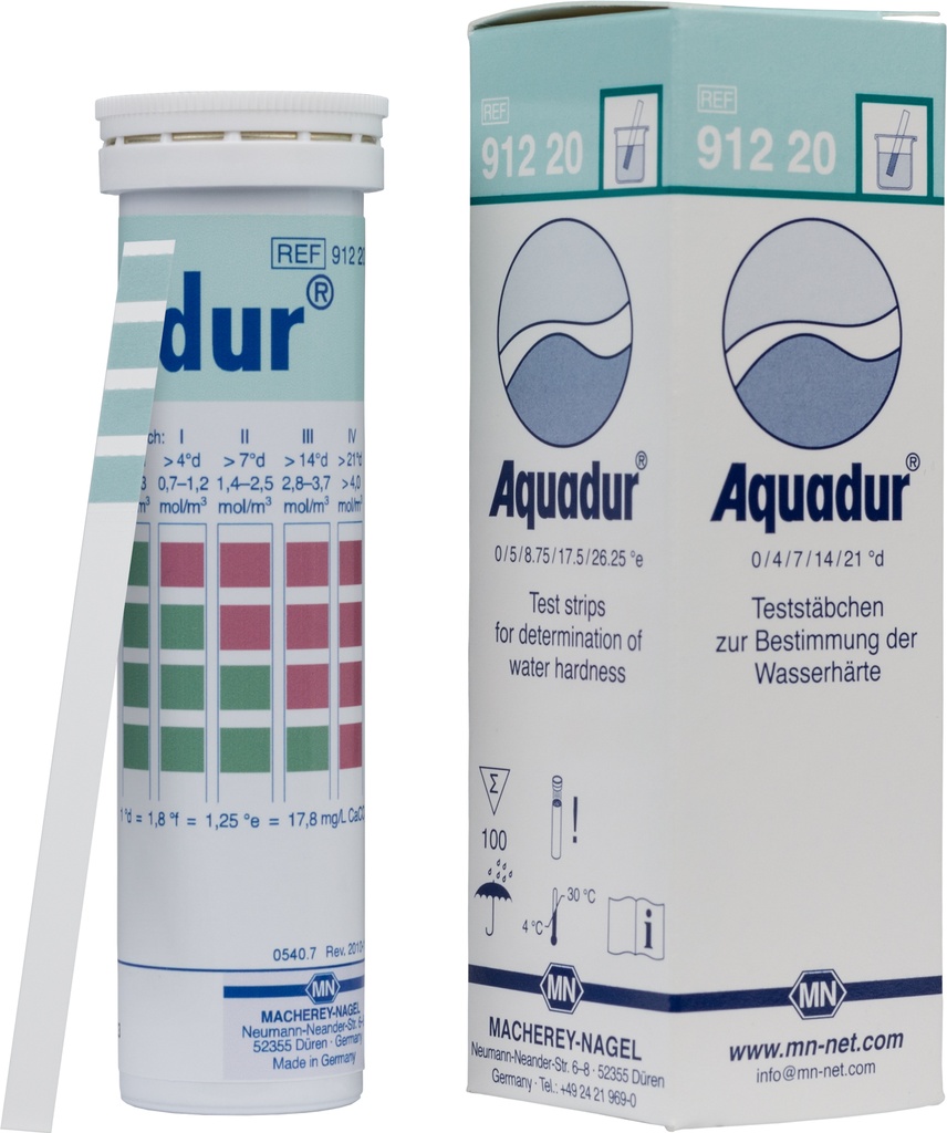 Aquadur teststrips, gradering 3-21 °dH, 100 st.