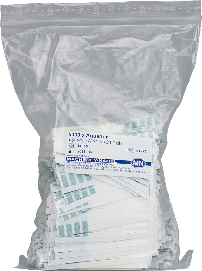 Aquadur teststrips, gradering 3-21 °dH, 5000 st.