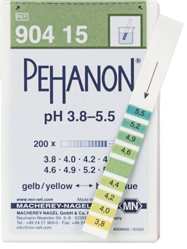 pH-indikatorpapper, Macherey-Nagel PEHANON, strips, pH 3,8 - 5,5, 200 st.