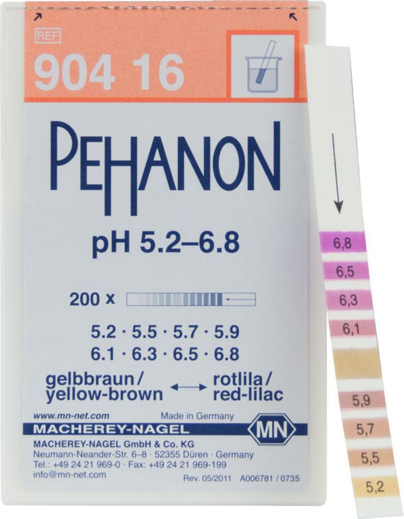 pH-indikatorpapper, Macherey-Nagel PEHANON, strips, pH 5,2 - 6,8, 200 st.