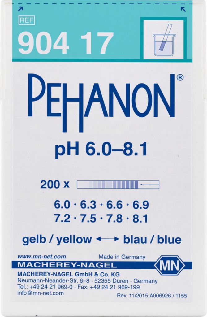 pH-indikatorpapper, Macherey-Nagel PEHANON, strips, pH 6 - 8,1, 200 st.