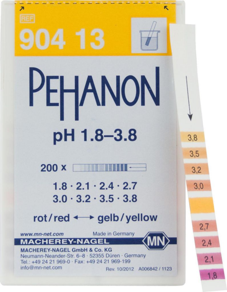 [9130652] pH-indikatorpapper, Macherey-Nagel PEHANON, strips, pH 1,8 - 3,8, 200 st.