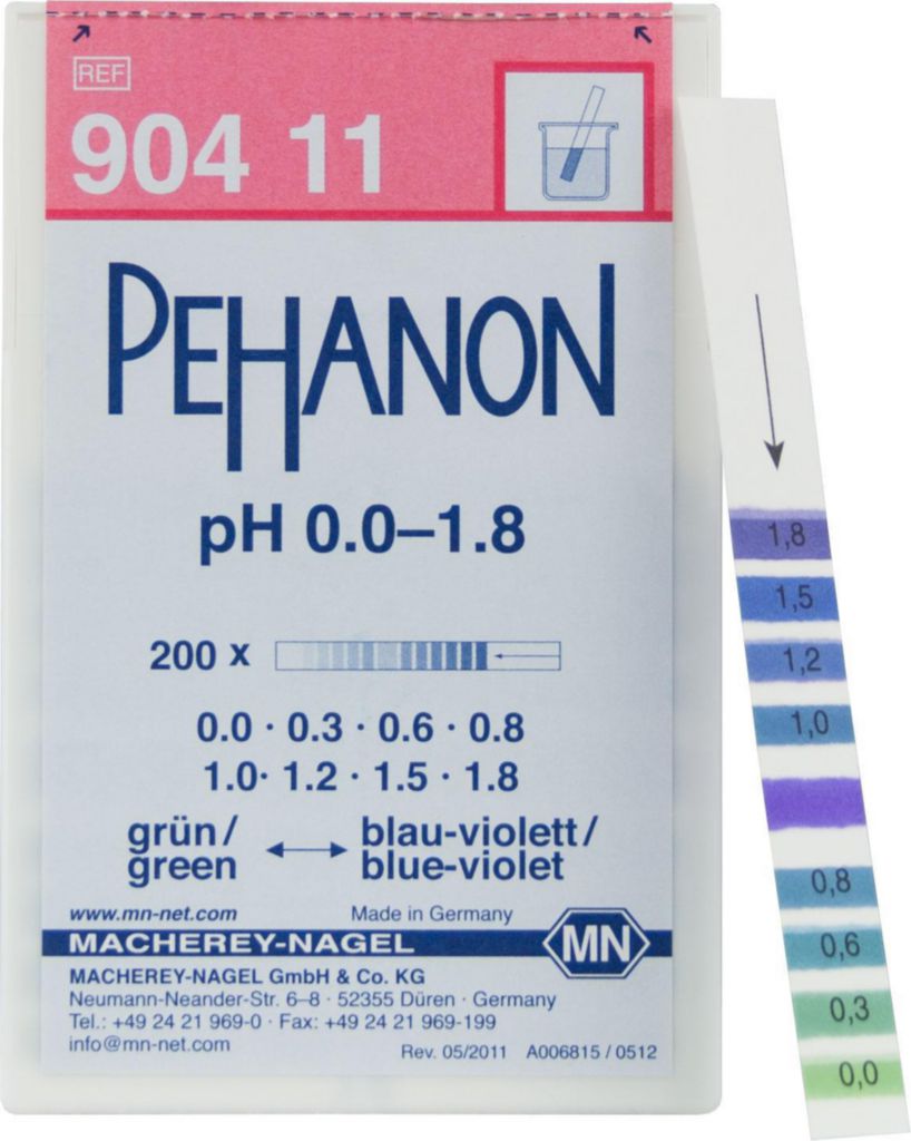 [9130658] pH-indikatorpapper, Macherey-Nagel PEHANON, strips, pH 0 - 1,8, 200 st.