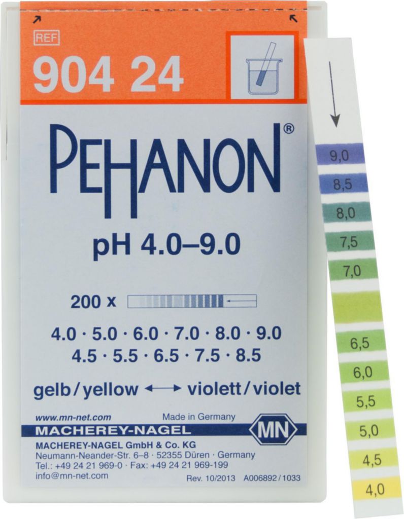 pH-indikatorpapper, Macherey-Nagel PEHANON, strips, pH 4 - 9, 200 st.