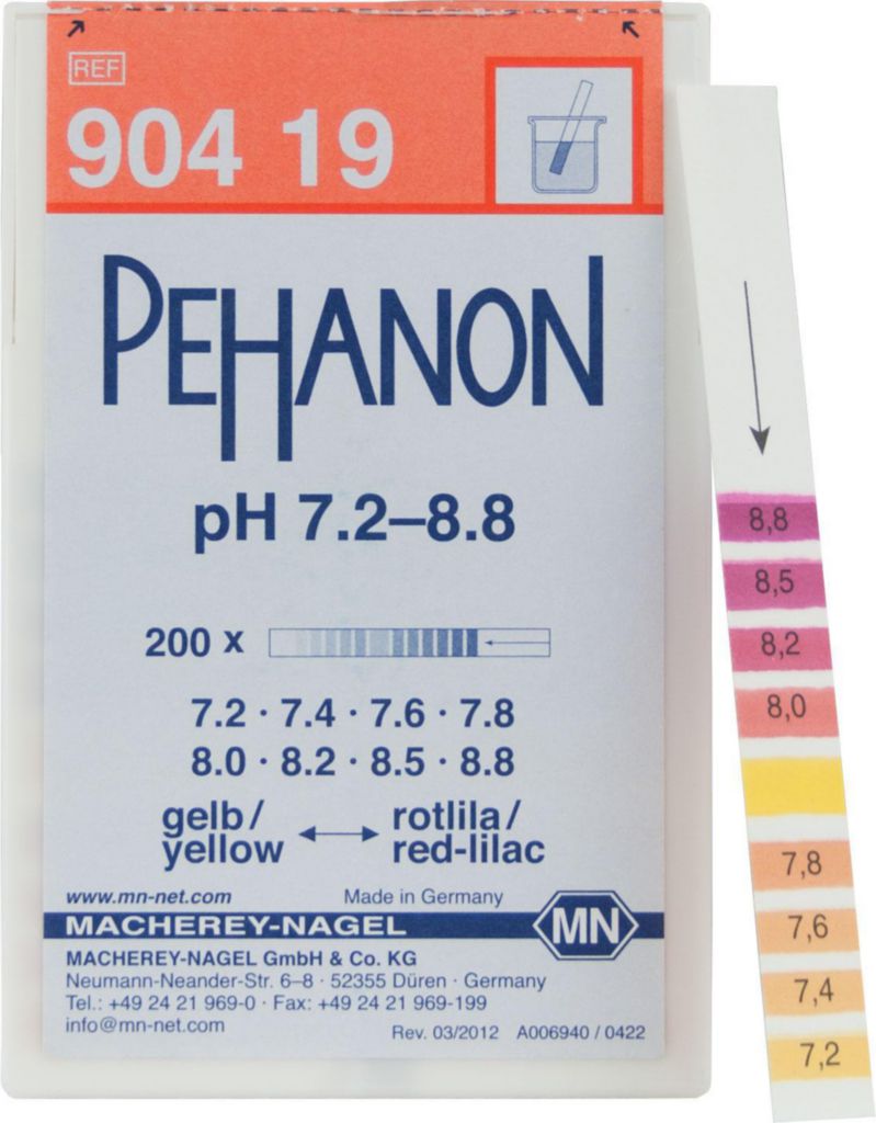 pH-indikatorpapper, Macherey-Nagel PEHANON, strips, pH 7,2 - 8,8, 200 st.