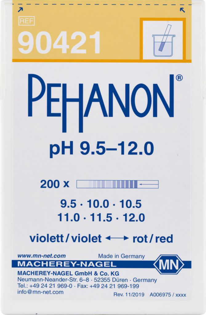 pH-indikatorpapper, Macherey-Nagel PEHANON, strips, pH 9,5 - 12, 200 st.