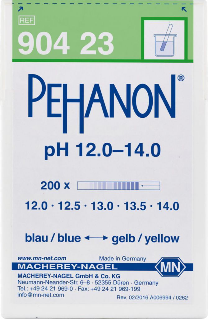 pH-indikatorpapper, Macherey-Nagel PEHANON, strips, pH 12,0 - 14,0, 200 st.