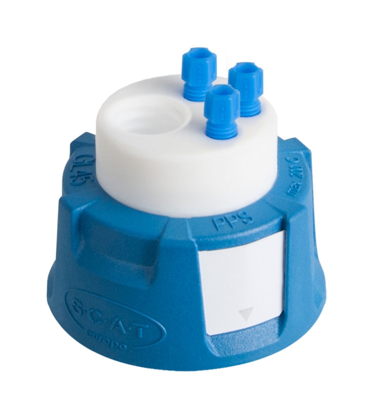 Avfallslock, SCAT Safety Waste Cap V2.0, GL 45, Typ 18, 1 x GL 14 / 3 x kapillär