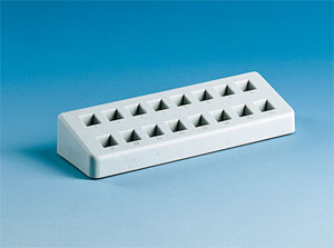 Kyvettstativ, PP, f. 16 kyvetter, 210x70x38 mm