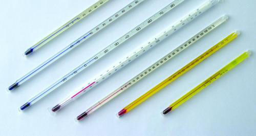 Glas termometer, röd/vit fyllning, -35 - 50°C:1°C