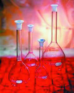 Volumetric flasks, glass, Class A, Hirschmann, Cap