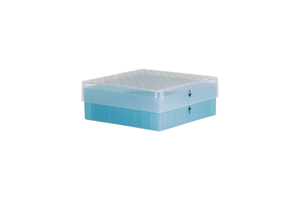 [9698708] Kryobox, 130 x 130 x 50 mm, PP, 9 x 9, 1/2 ml kryorör, blå