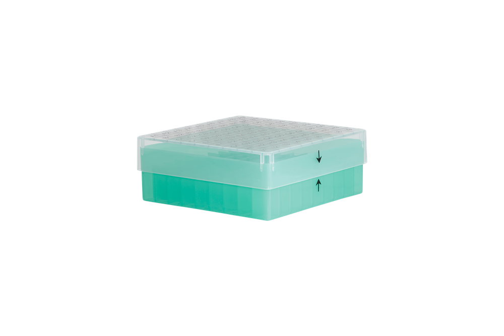 [9698709] Kryobox, 130 x 130 x 50 mm, PP, 9 x 9, 1/2 ml kryorör, grön