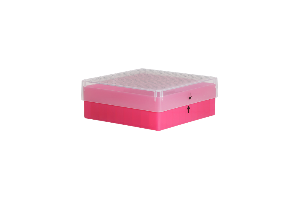[9698711] Kryobox, 130 x 130 x 50 mm, PP, 9 x 9, 1/2 ml kryorör, röd