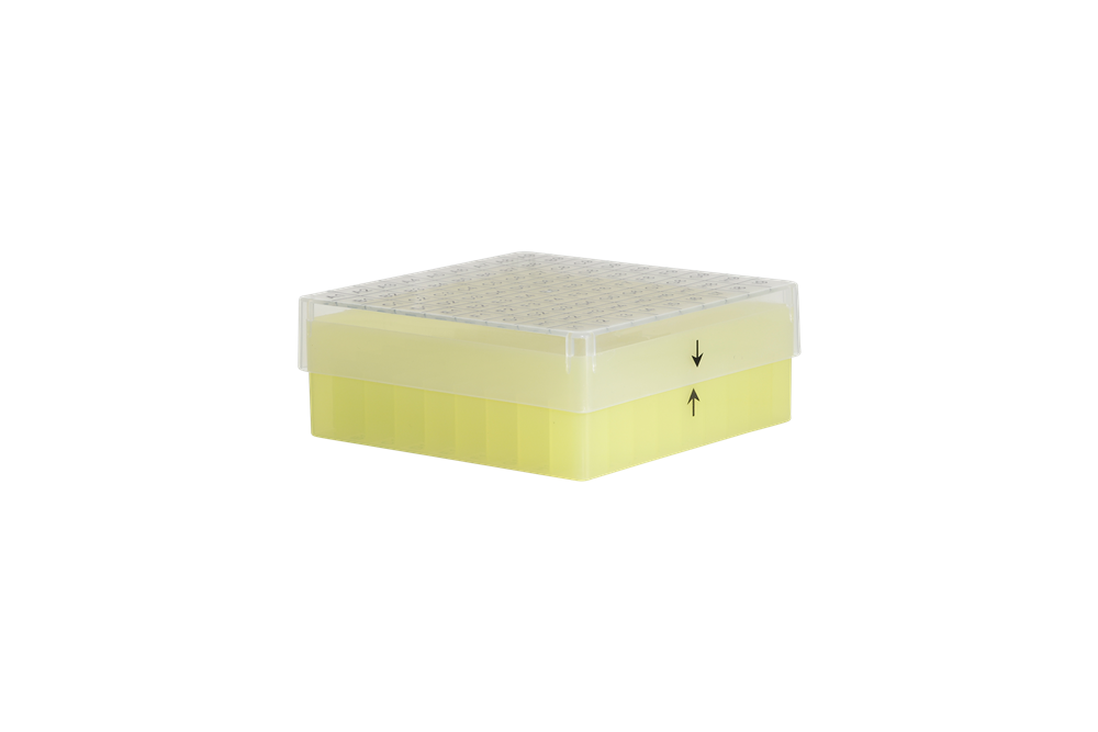 [9698712] Kryobox, 130 x 130 x 50 mm, PP, 9 x 9, 1/2 ml kryorör, gul