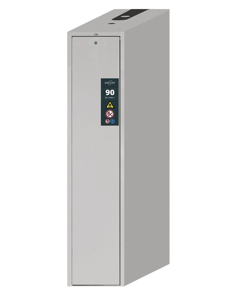 Brandskåp, Asecos V-MOVE-90, bredd 45 cm, 4 hyllor, droppbricka