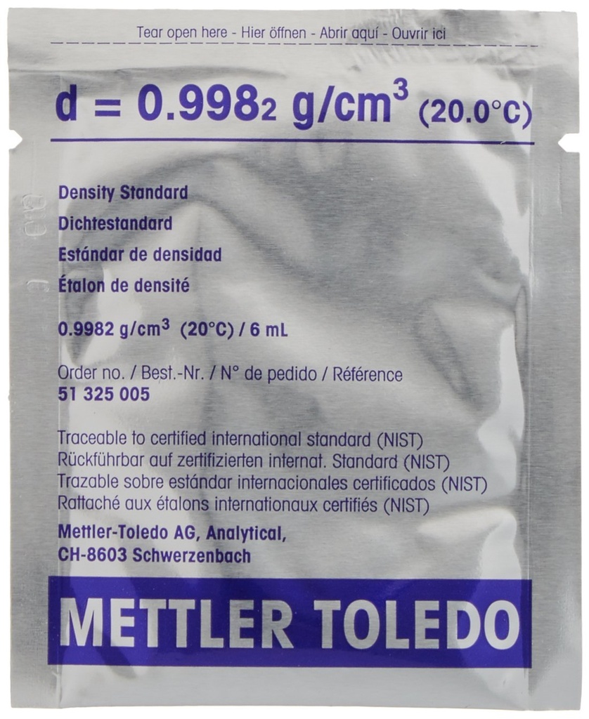 Densitetsstandard, Mettler-Toledo, för Densito, Densito Pro, och Densito 30PX, 10x6 mL