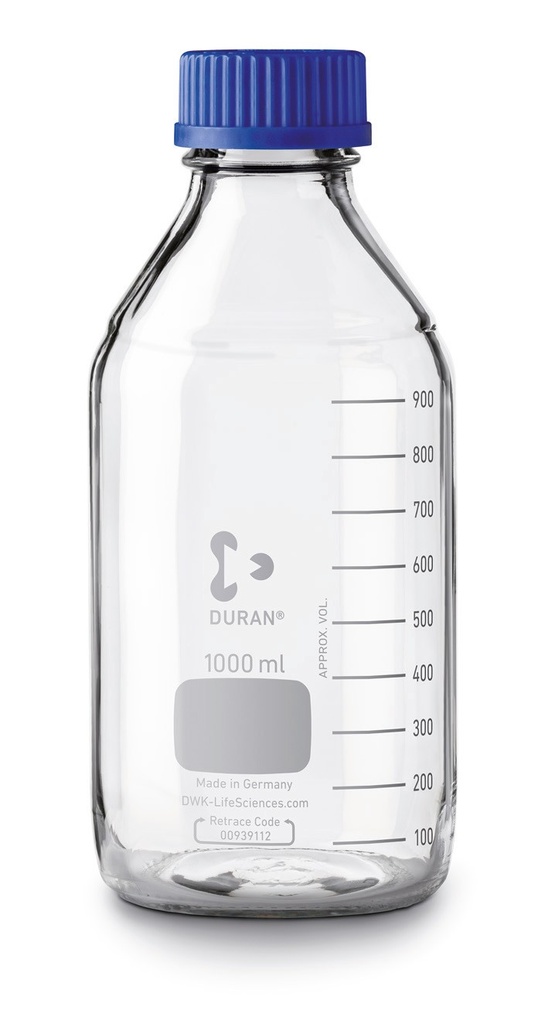 BlueCap flaska, DURAN, med blått lock, 2000 ml