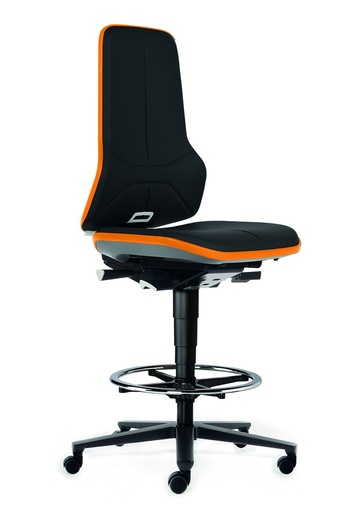 Neon-stol, imitationsläder, hjul,orange, 630-910mm